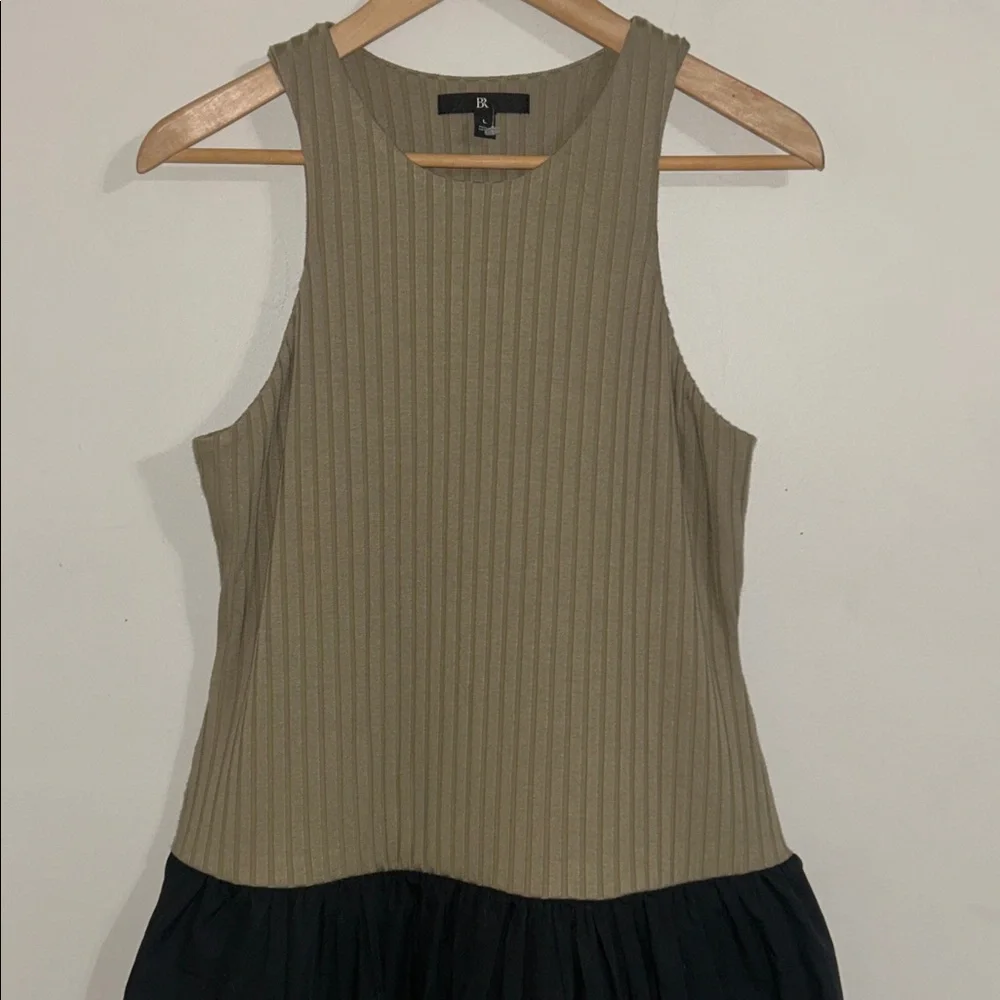 Banana Republic Women's Black & Khaki Ribbed Tank Top Maxi Dress Size Large - Picture 5 of 9